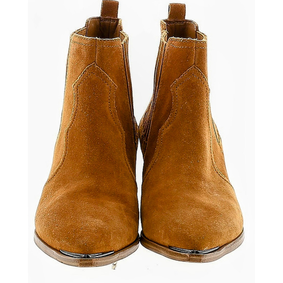 Marc Fisher LTD Light Brown Suede Western Style Pointed Toe Ankle Boot Size 8.5 - Picture 2 of 10